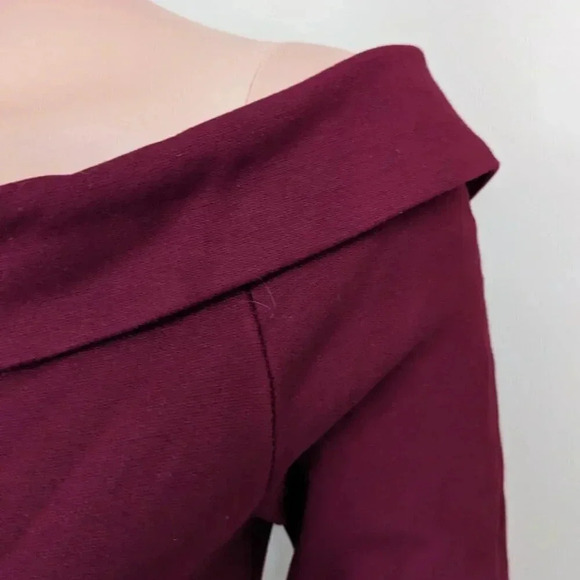 Windsor Red Off Shoulder Midi Long Sleeve Dress Size M - Picture 6 of 11